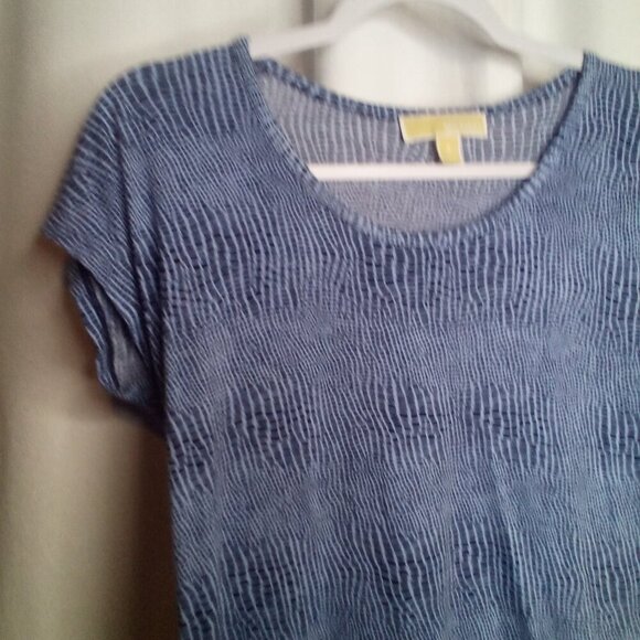 Michael Michael Kors Shirt Women S Short Sleeve Stretch Animal Print Blue Black - Picture 11 of 14